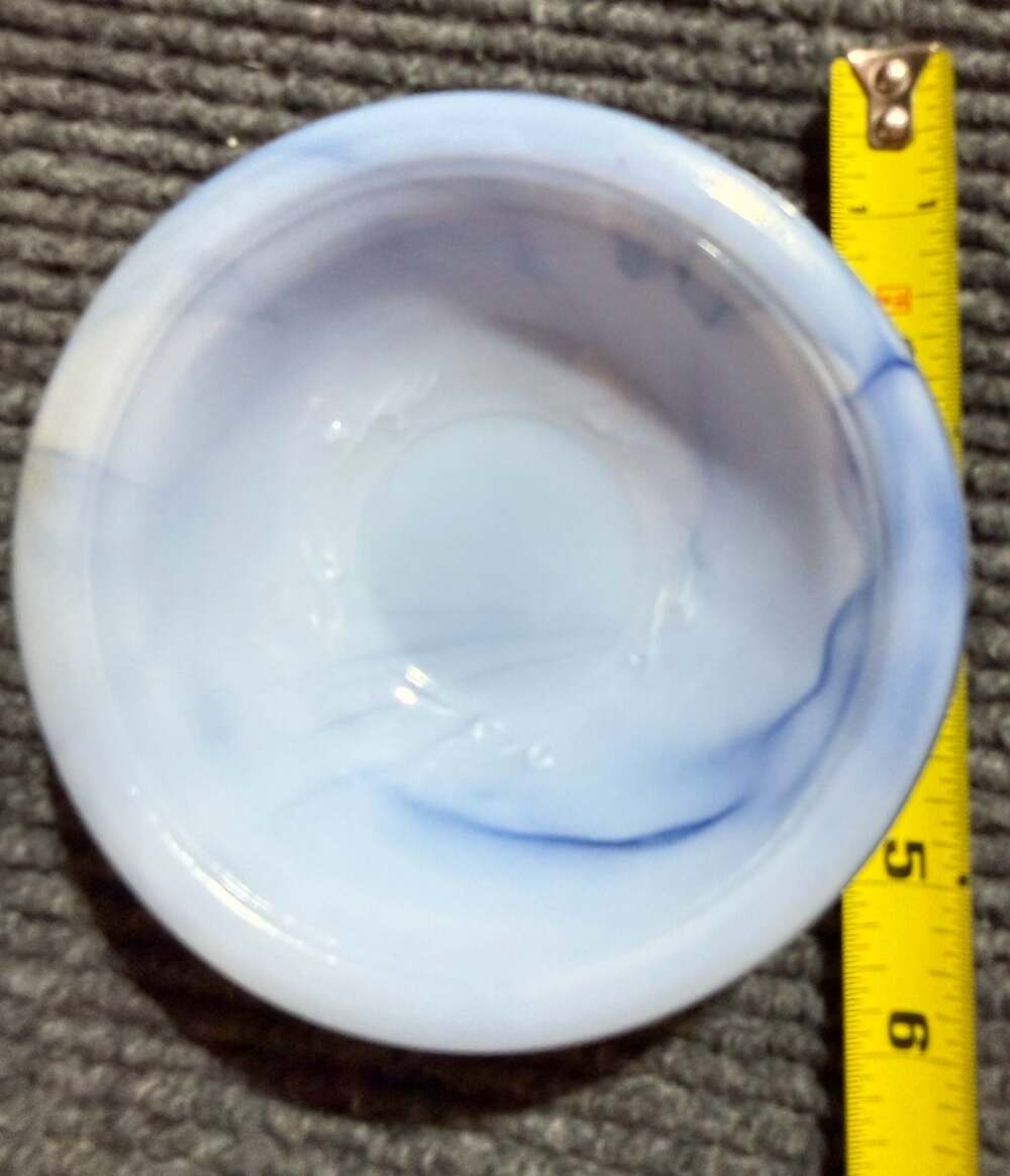 Vintage 1978 Avon Victoriana Blue Swirl Milk Glass Bowl